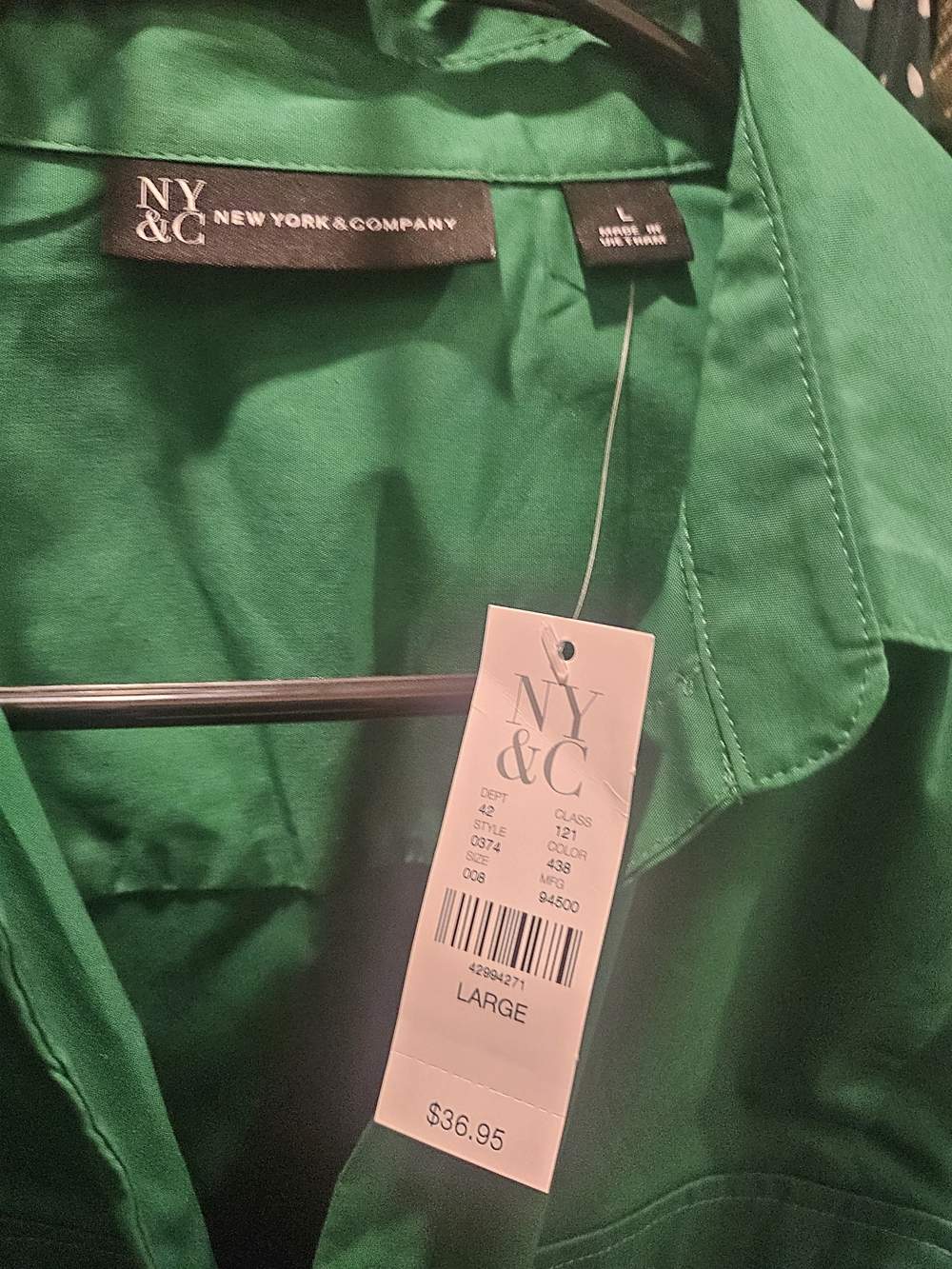NY & Co Women’s Classic Green Blouse - Large